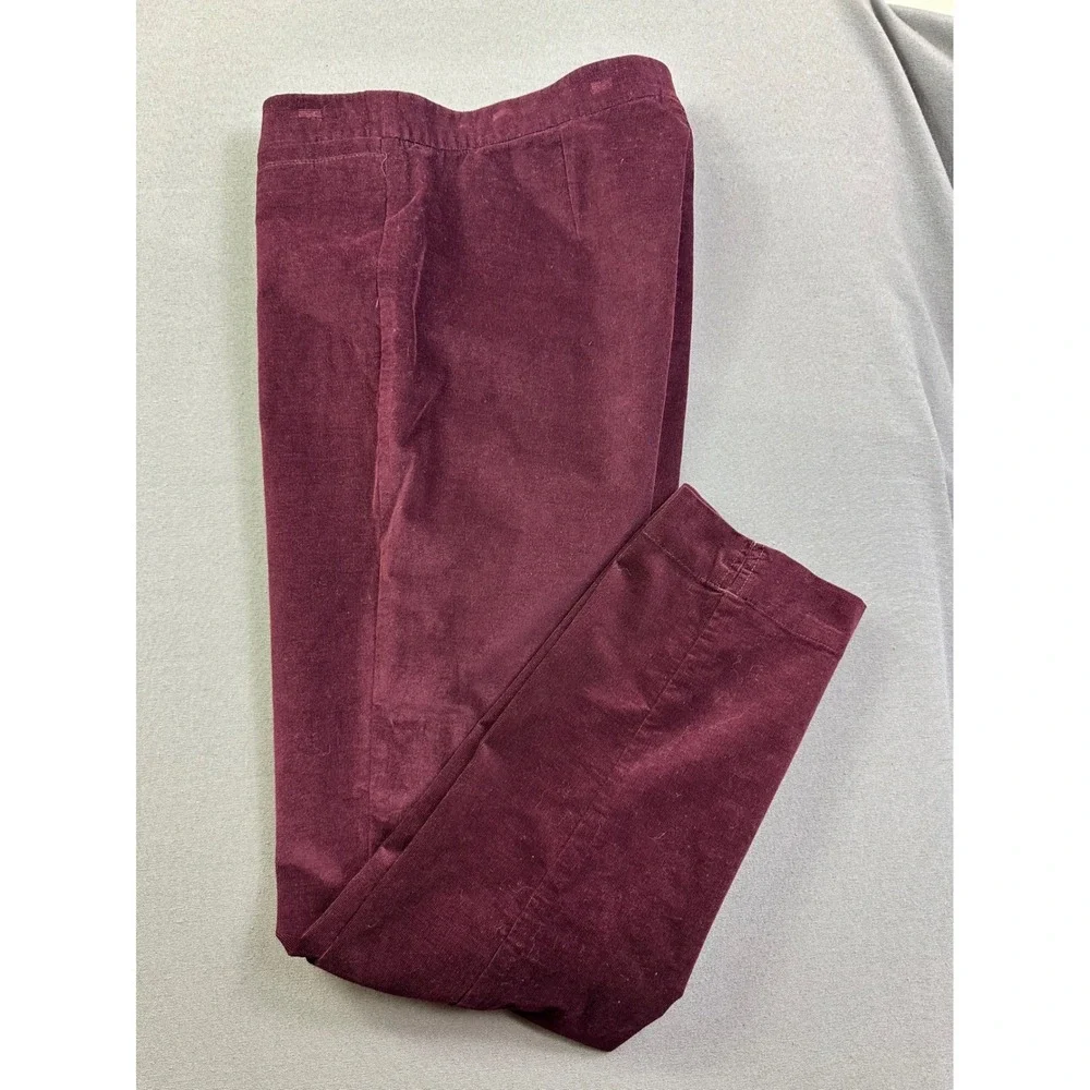 J.Jill Women Burgundy Corduroy Slim Leg Pull On‎ Pants Size 4 Wine Tapered Ankle